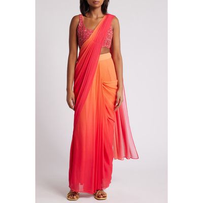 Sani Mirai Drape Saree in Sunset Ombre 