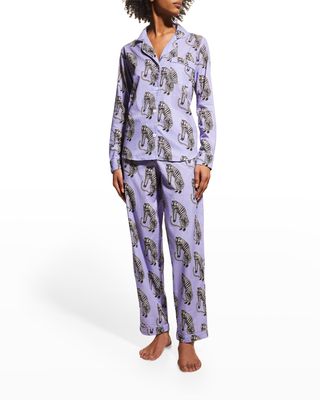 Sansindo Tiger-Print Long Pajama Set