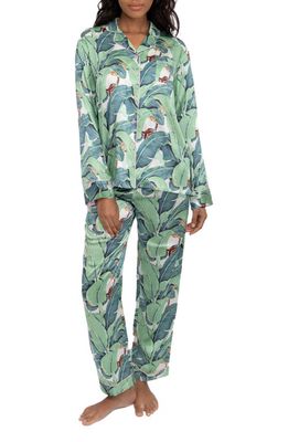Sant and Abel Martinique® Banana Leaf Print Silk Pajamas in Green