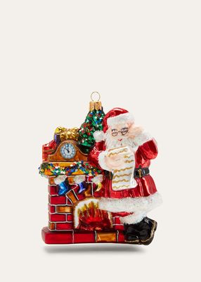 Santa at Fireplace Christmas Ornament