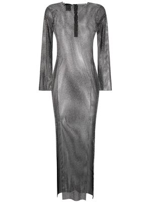 SANTA BRANDS Diamonds rhinestone-embellished mesh maxi dress - BLACK