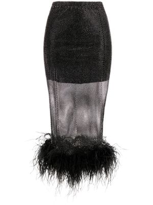 Santa Brands feather-trim embellished midi skirt - Black
