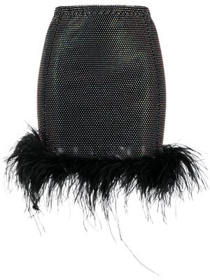 SANTA BRANDS feather-trimmed mini skirt - Black