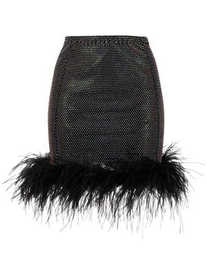 SANTA BRANDS feather-trimmed rhinestone mini skirt - Black