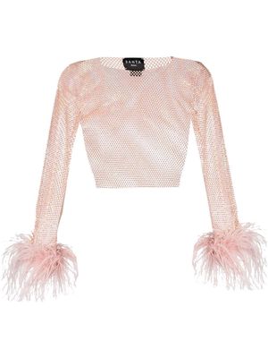 SANTA BRANDS Feathers rhinestone-embellished crop top - Pink