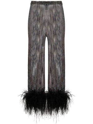 SANTA BRANDS Feathers rhinestone-embellished cropped trousers - Black