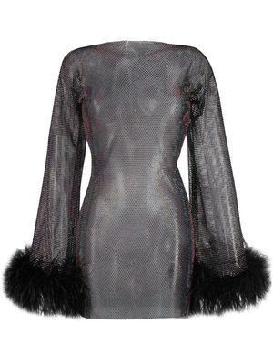 SANTA BRANDS Feathers rhinestone-embellished minidress - Black