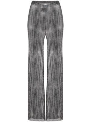 SANTA BRANDS high-waisted rhinestone-embellished mesh trousers - BLACK