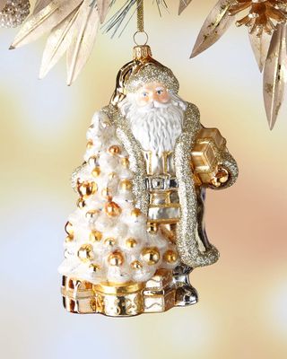 Santa by the Christmas Tree Ornament