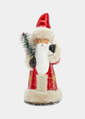 Santa Figurine With Lambs Wool Accents