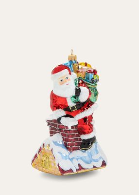 Santa On Chimney Christmas Ornament