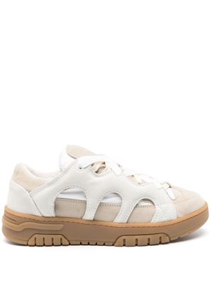 SANTHA Curb panelled leather sneakers - Neutrals
