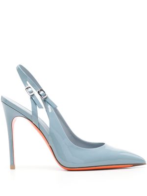 Santoni 115mm leather slingback pumps - Blue