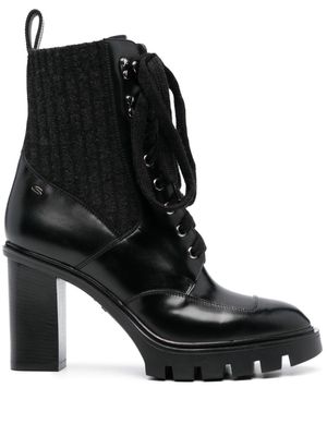 Santoni 75mm lace-up leather ankle boots - Black