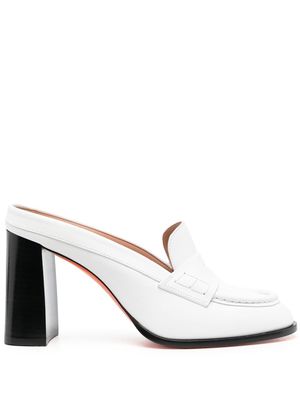 Santoni 85mm leather loafer mules - White