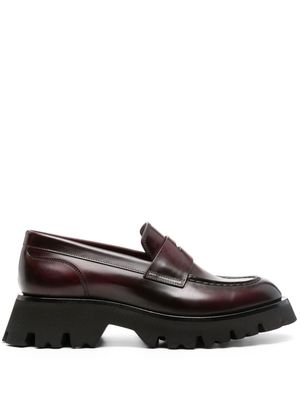 Santoni Alfie penny-slot leather loafers - Red