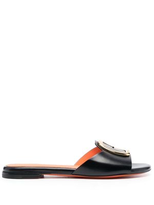 Santoni Apricot leather slip-on sandals - Black