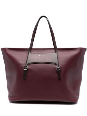 Santoni buckle-detail leather tote bag - Purple