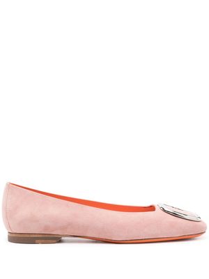 Santoni buckle-detail suede ballerina shoes - Pink