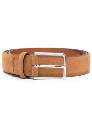 Santoni buckle-fastening suede belt - Brown