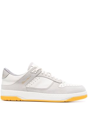 Santoni calf-leather lace-up sneakers - White