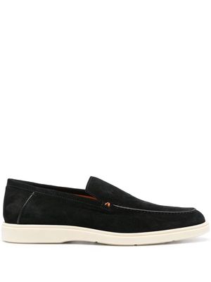 Santoni contrast-stitching suede loafers - Black