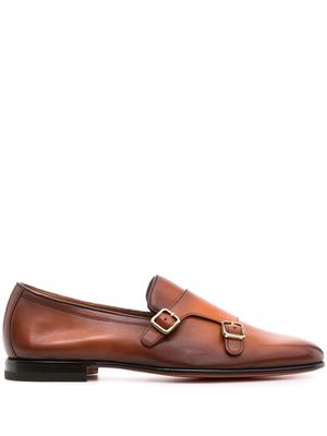Santoni Dolorous almond-toe monk shoes - Brown