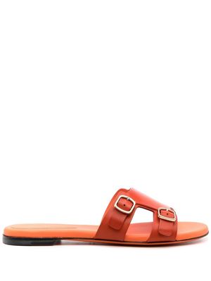 Santoni double-buckle calf-leather sandals - Orange