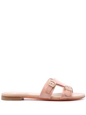 Santoni double-strap flat leather sandals - Pink