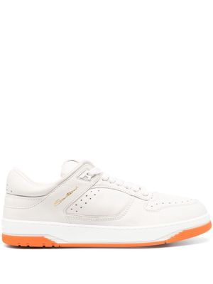 Santoni embroidered-logo leather low-top sneakers - Neutrals