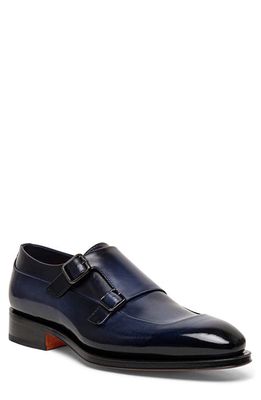 Santoni Eros Fulu Double Monk Strap Shoe in Blue-U59