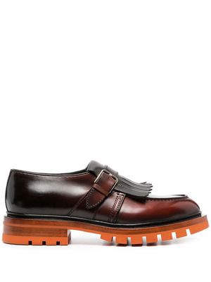 Santoni fringe-detail buckled monk shoes - Brown