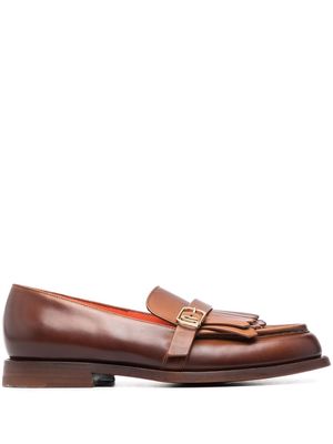 Santoni fringe-detail leather loafers - Brown