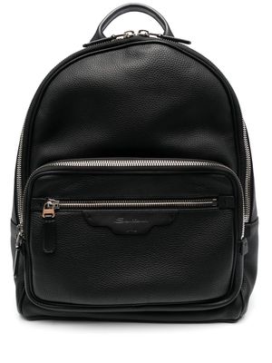 Santoni grained-texture leather backpack - Black