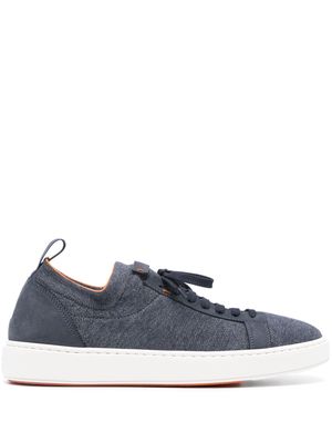 Santoni knitted panelled sneakers - Blue