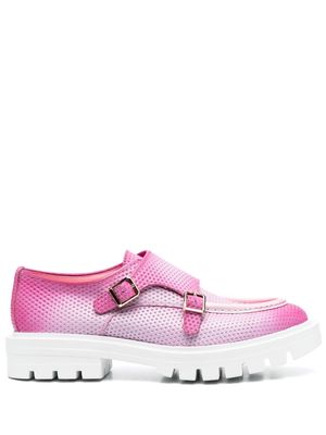 Santoni leather double-buckle loafers - Pink