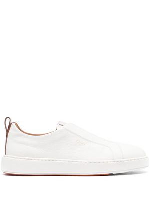 Santoni leather slip-on sneakers - White