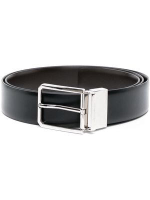 Santoni logo-engraved buckle leather belt - Black