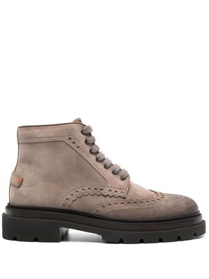 Santoni logo-patch leather boots - Neutrals