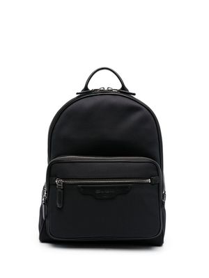 Santoni logo-patch leather-trim backpack - Black