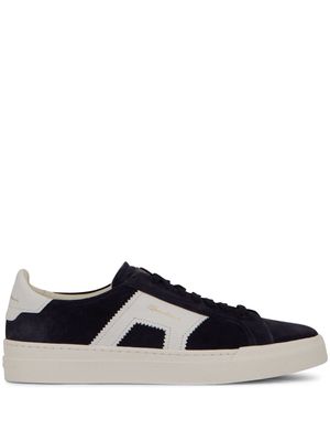 Santoni logo-print suede low-top sneakers - Blue