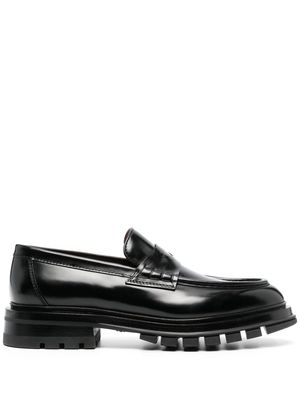 Santoni lug-sole leather penny loafers - Black