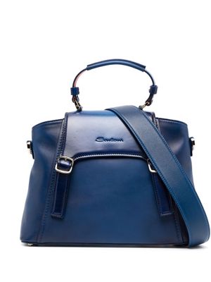 Santoni medium logo-debossed tote bag - Blue