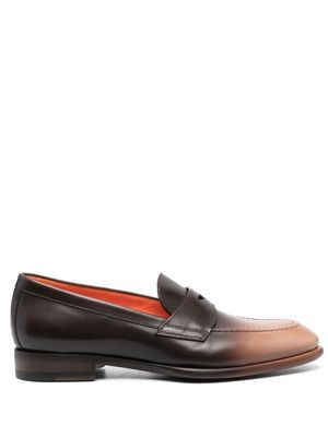 Santoni ombré-effect leather loafers - Brown
