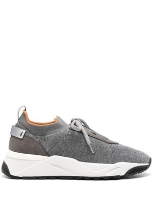 Santoni panelled knitted sneakers - Grey