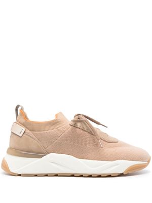 Santoni panelled knitted sneakers - Neutrals