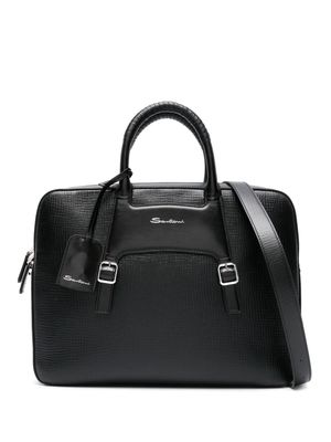 Santoni panelled leather briefcase - Black