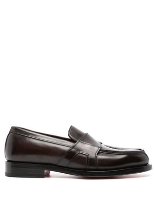 Santoni panelled leather loafers - Brown