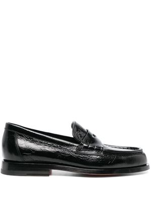 Santoni penny-slot leather loafers - Black