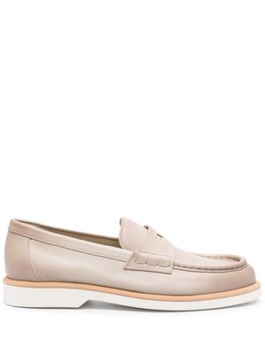 Santoni penny-slot leather loafers - Neutrals